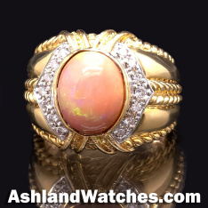 Massive Orange Fire Opal Diamond Ring in Gold | 3.06 CTW